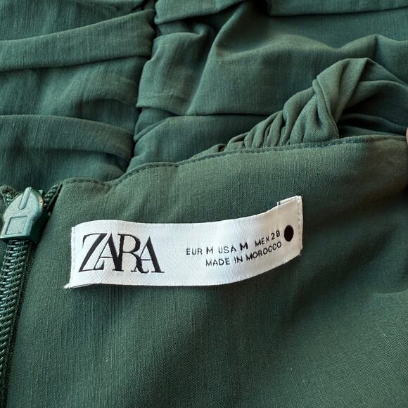 Zara Body-con Mini One Shoulder Dress Green Size M - Picture 4 of 4